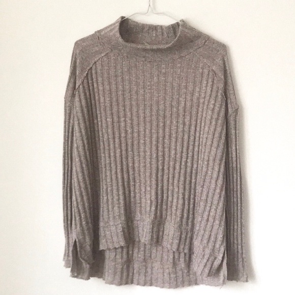 Free People Tops - Free People Mock Neck Turtleneck Ribbed Beige